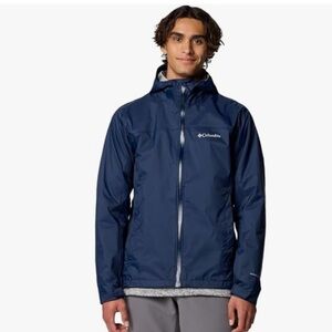 Columbia Blue Hooded Windbreaker Omni tech